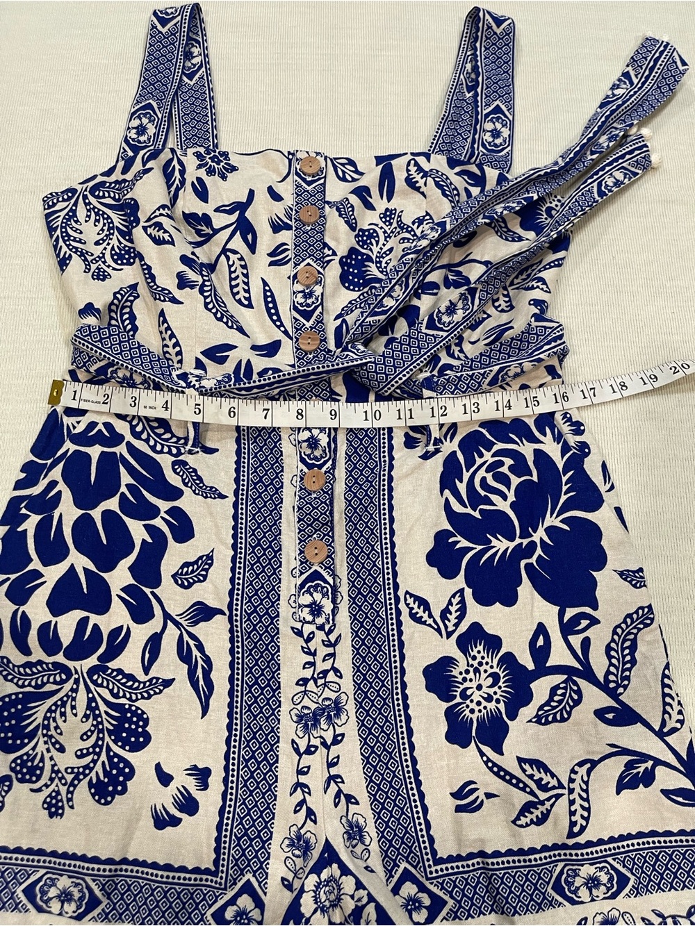 Rachel Zoe Blue White Linen Floral Romper Size 6 NWOT - Picture 5 of 10